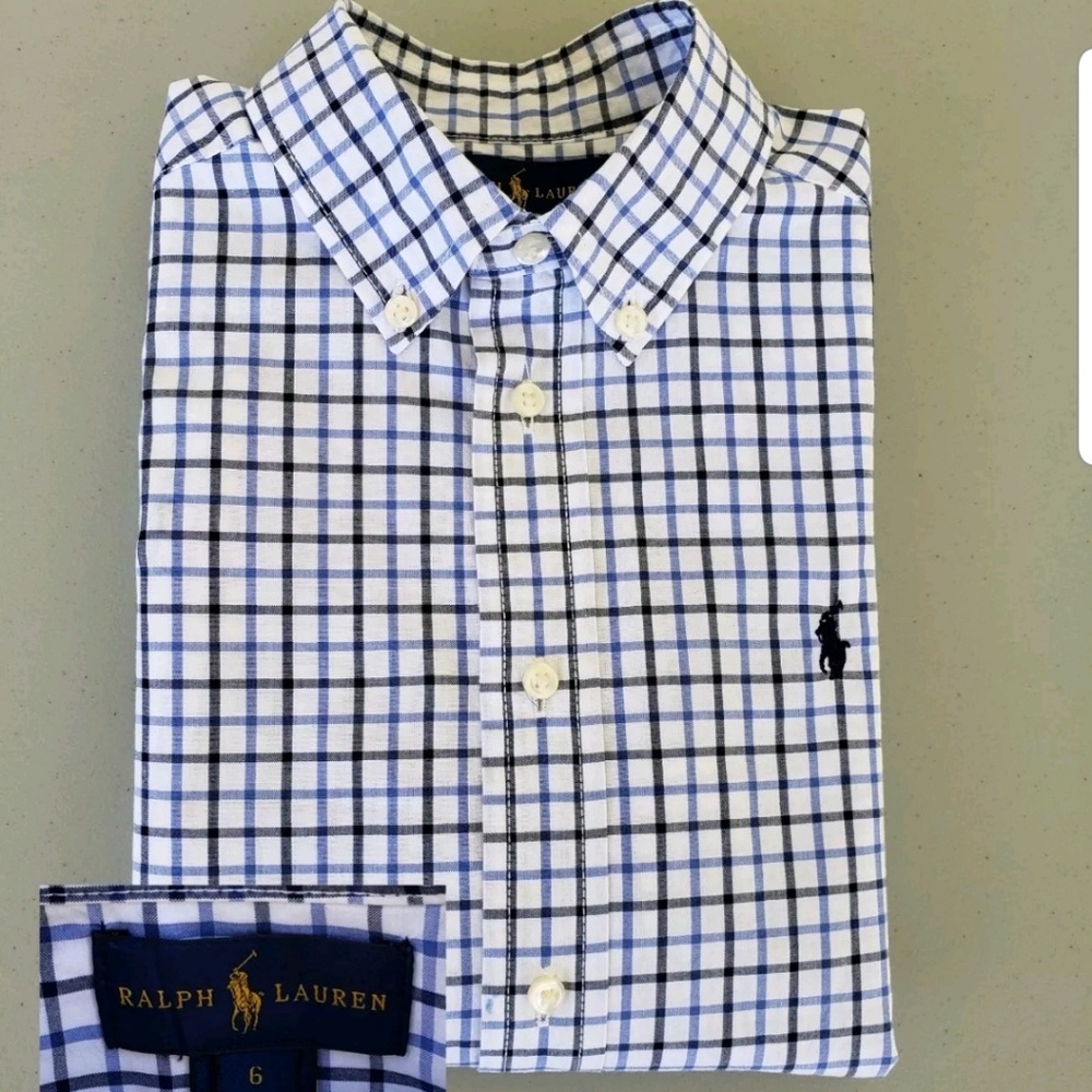 Ralph Lauren Boys Poplin Button Down Shirt size 6
